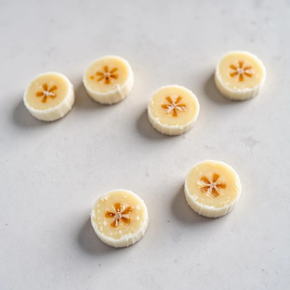 Individually quick frozen banana slices with light frost